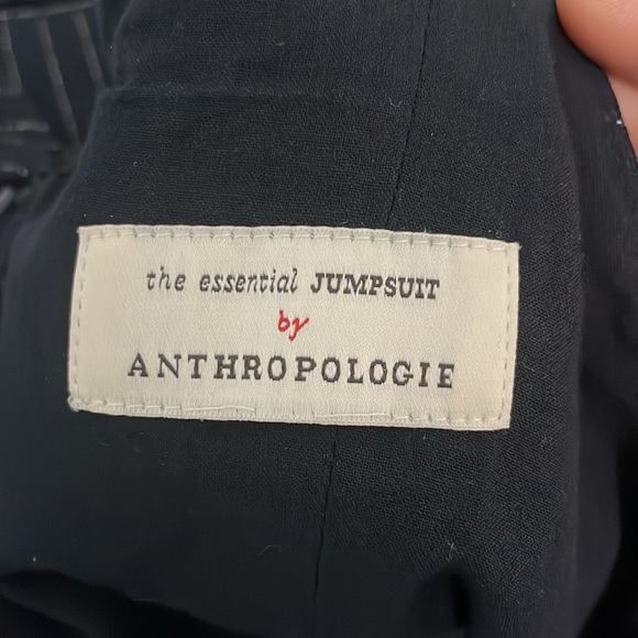 Anthropologie The Essentials Navy Blue Pinstriped Jumpsuit Size 4 - Picture 11 of 12